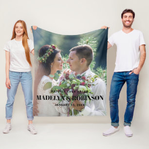 Happily Ever After Photo Wedding Customised Cute Fleece Blanket