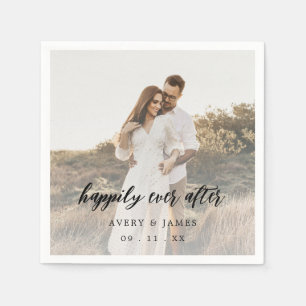 Happily Ever After Photo Wedding Napkin