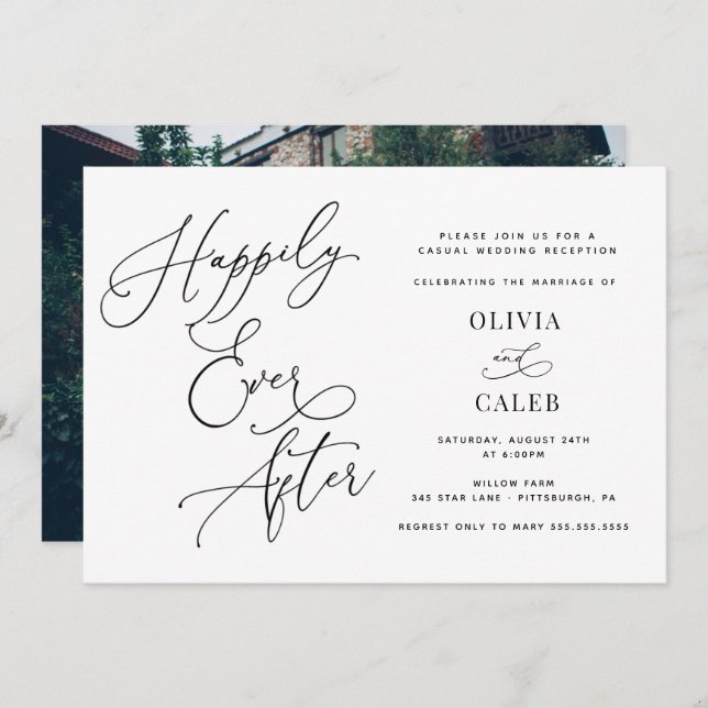 Happily Ever After Photo Wedding Reception Invitation (Front/Back)