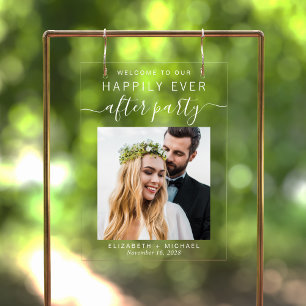 Happily Ever After Photo Wedding Reception Welcome Acrylic Sign