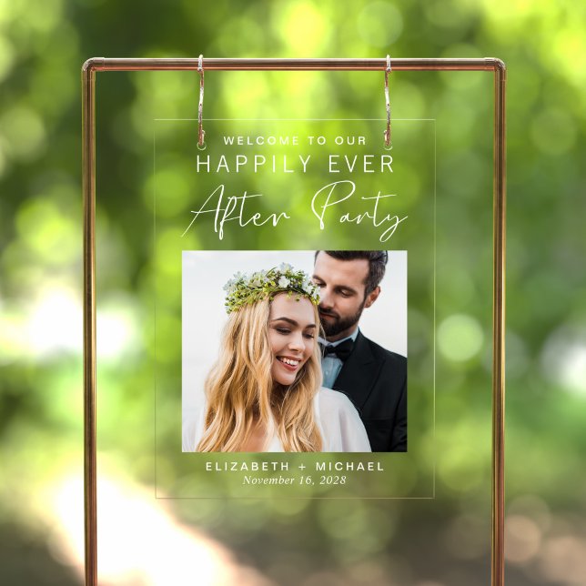 Happily Ever After Photo Wedding Reception Welcome Acrylic Sign (Creator Uploaded)