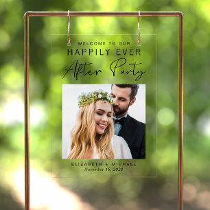 Happily Ever After Photo Wedding Reception Welcome Acrylic Sign
