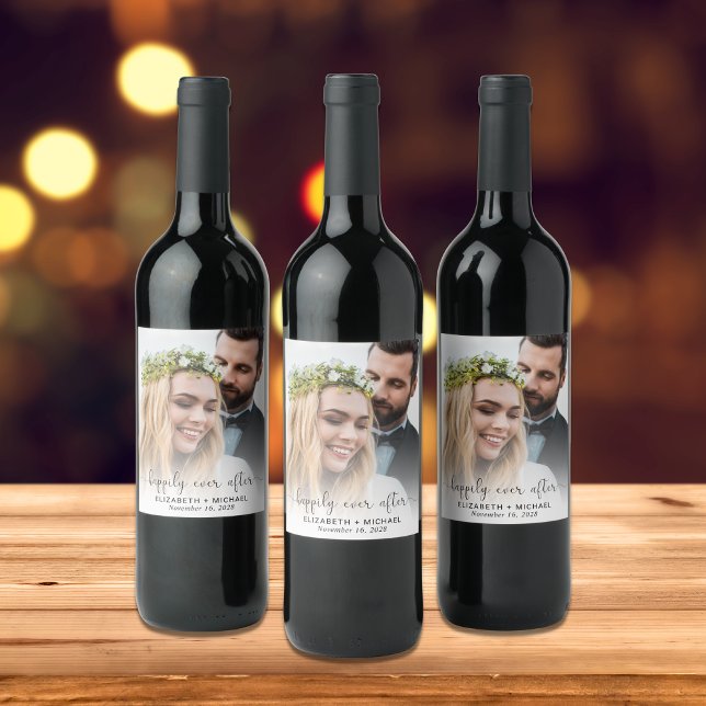 Happily Ever After Photo Wedding Wine Label (Creator Uploaded)