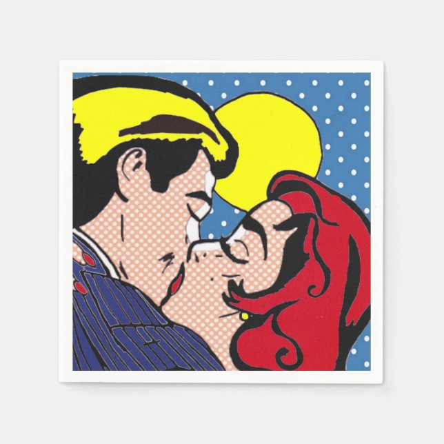 Happily Ever After Pop Art Paper Napkins (Front)