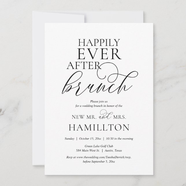 Happily Ever After Post wedding Brunch  Invitation (Front)