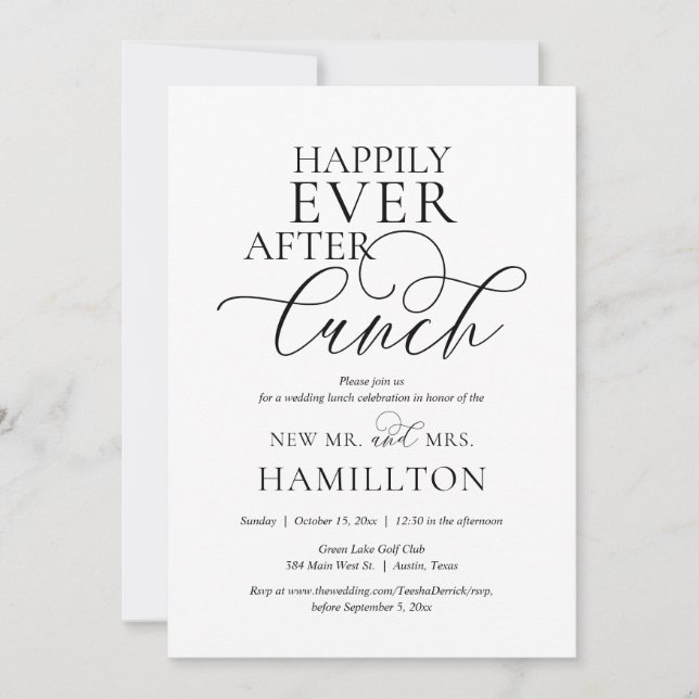 Happily Ever After Post wedding Lunch Celebration  Invitation (Front)
