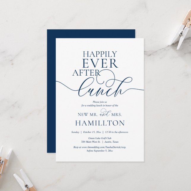Happily Ever After Post wedding Lunch Celebration  Invitation (Front/Back In Situ)