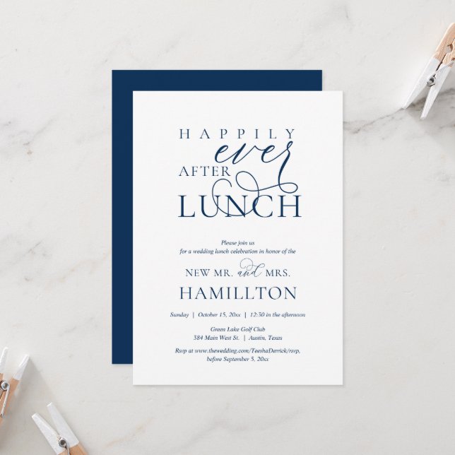Happily Ever After Post wedding Lunch Celebration Invitation (Front/Back In Situ)