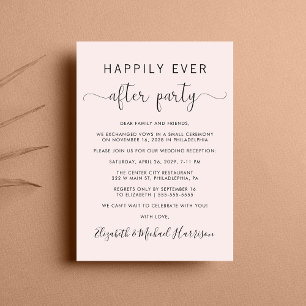 Happily Ever After QR Code Pink Wedding Reception Invitation