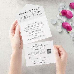 Happily Ever After QR Code Wedding Reception All In One Invitation