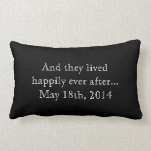 Happily Ever After Quote   Monogram Wedding Lumbar Cushion