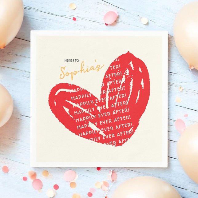 Happily Ever After Red Heart Bridal Brunch Shower Napkin (Creator Uploaded)