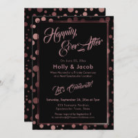 Happily Ever After Rosegold Confetti Bubbles Black
