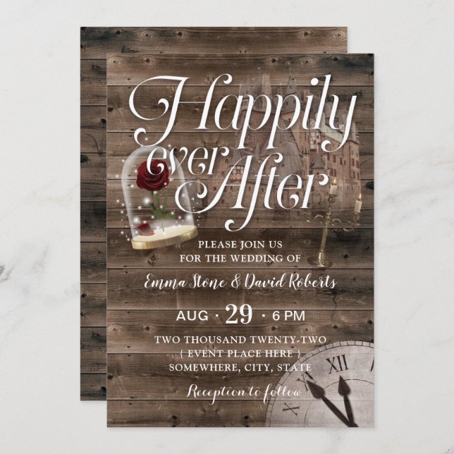 Happily Ever After Rustic Barn Fairytale Wedding Invitation (Front/Back)