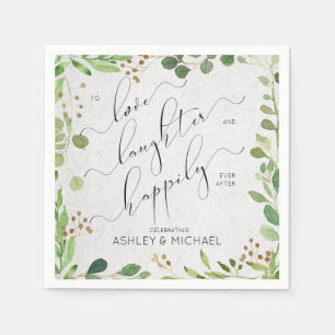 Happily Ever After Rustic Eucalyptus Engagement Napkin