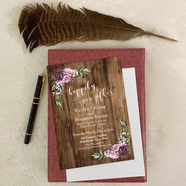 Happily Ever After Rustic Floral Reception Only Invitation (Creator Uploaded)