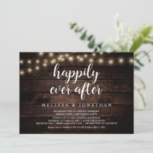 Happily Ever After, Rustic String Light, Elopement Invitation