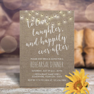 Happily Ever After Rustic Wedding Rehearsal Dinner Invitation