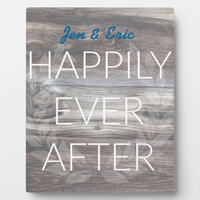 Happily Ever After Rustic Wood Design Plaque (Front)