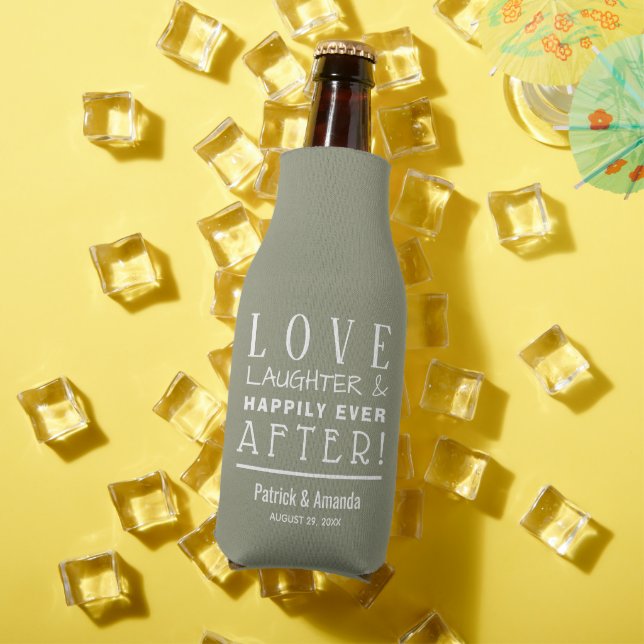 Happily Ever After SAGE GREEN Wedding Bottle Cooler (In Situ Summer)