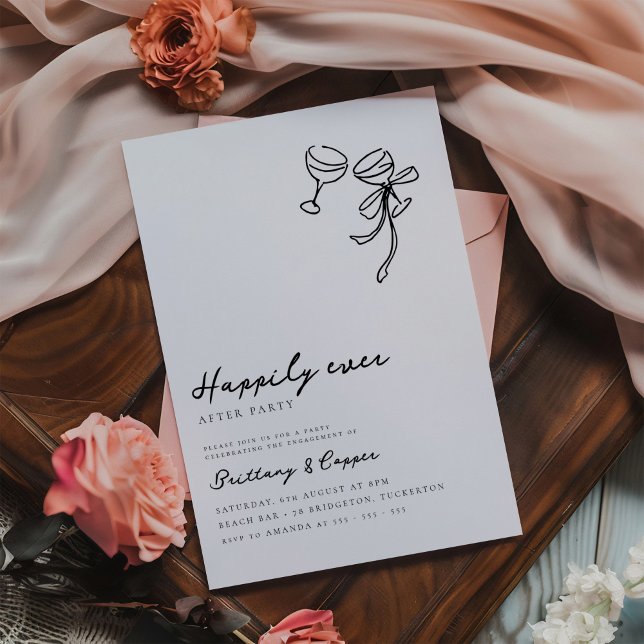 Happily Ever After Scribble Bow Elopement Wedding Invitation (Creator Uploaded)