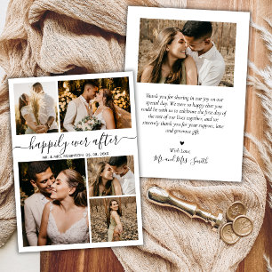 Happily Ever After Script 5 Photo Collage Wedding Thank You Card