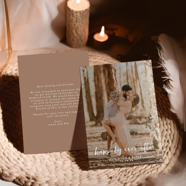 Happily Ever After Script Overlay Photo Wedding Announcement (Creator Uploaded)