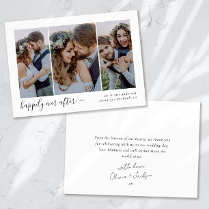 Happily Ever After Script Triptych Photo Wedding Thank You Card