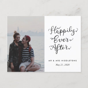 Happily Ever After   Script Wedding Photo Postcard