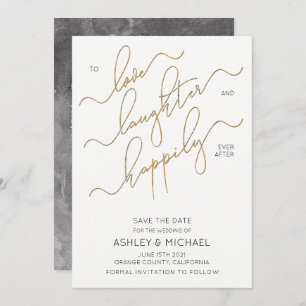Happily Ever After Script Wedding Save The Date Invitation