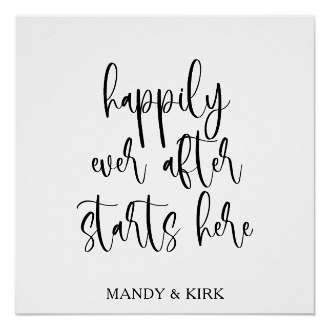Happily Ever After Starts Here – Elegant Wedding  Poster (Front)