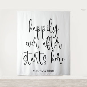 Happily Ever After Starts Here – Elegant Wedding Tapestry
