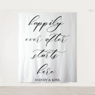 Happily Ever After Starts Here – Romantic Wedding Tapestry
