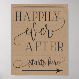 Happily Ever After Starts Here Wedding Sign