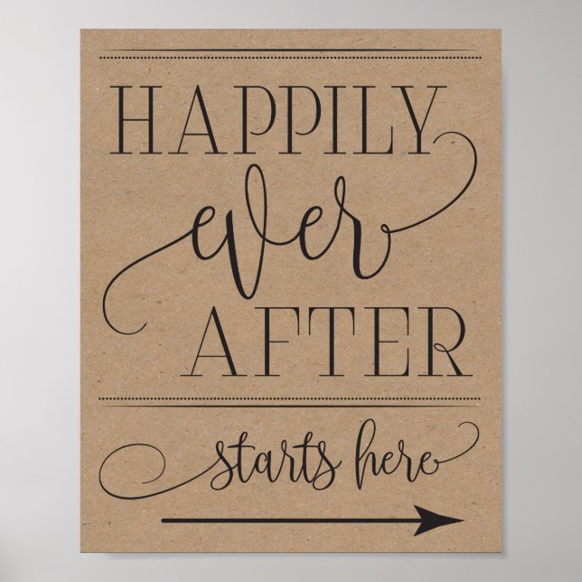 Happily Ever After Starts Here Wedding Sign (Front)