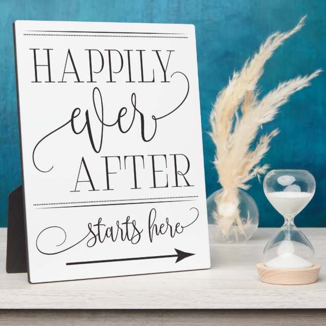 Happily Ever After Starts Here Wedding Sign Plaque (Side)