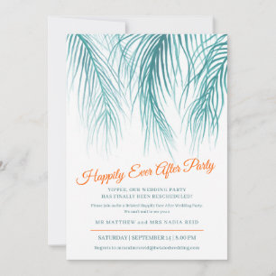 Happily Ever After teal palm after Wedding Party Save The Date