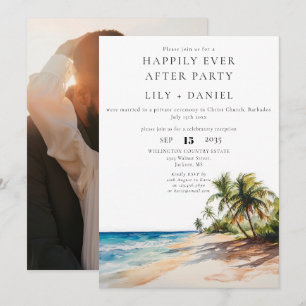 Happily Ever After Tropical Beach Photo Wedding Invitation