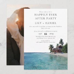 Happily Ever After Tropical Beach Photo Wedding Invitation
