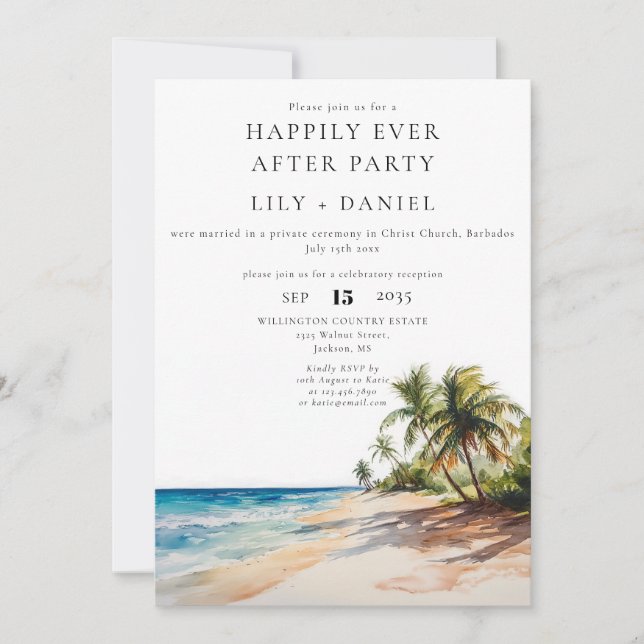 Happily Ever After Tropical Beach Wedding Invitation (Front)