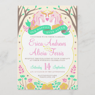Happily Ever After Unicorn Wedding Invitation