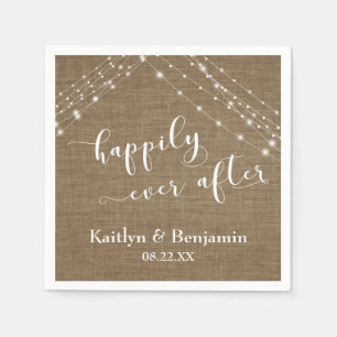 Happily Ever After w/ Burlap & White Light Strings Napkin