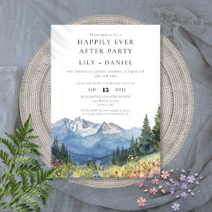 Happily Ever After Watercolor Mountain Wedding Invitation