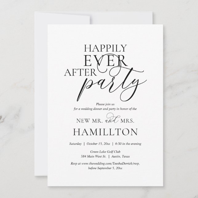 Happily Ever After Wedding Dinner and Party Invitation (Front)