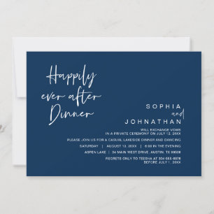 Happily Ever After Wedding Dinner, Navy Blue Invitation