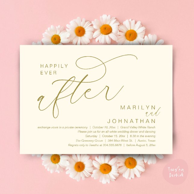 Happily Ever After Wedding Dinner Party Dancing Invitation (Romantic Happily Ever After Wedding Dinner Party Lunch Brunch Invitation PDF Card Yellow Gold)