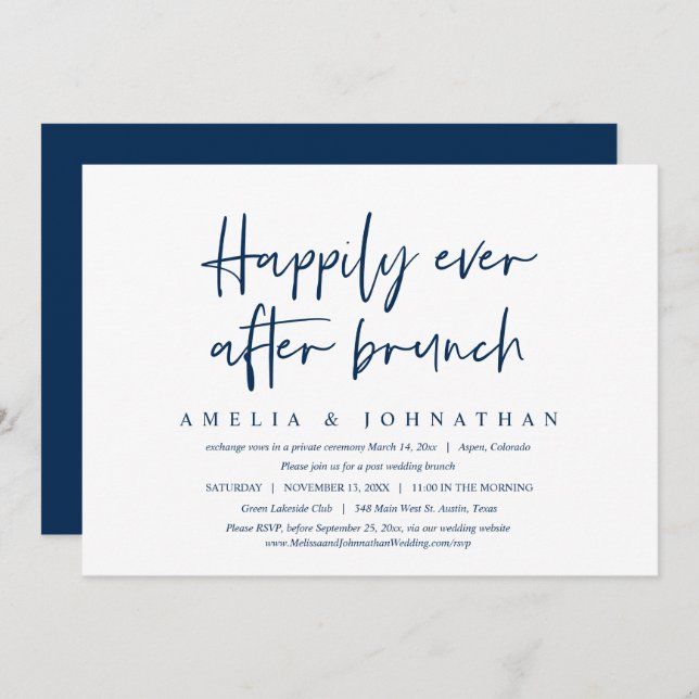 Happily Ever After, Wedding Elopement Brunch Invitation (Front/Back)