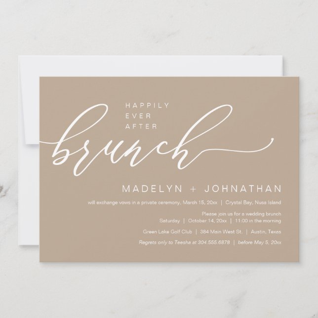 Happily Ever After Wedding Elopement Brunch Party Invitation (Front)