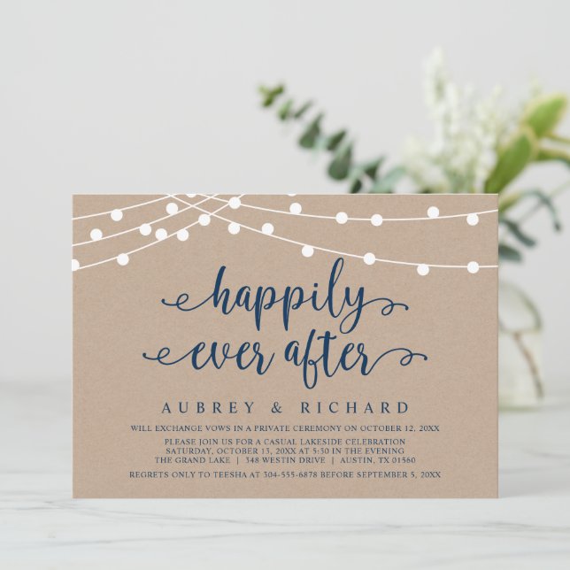Happily Ever After Wedding Elopement Casual Party  Invitation (Standing Front)
