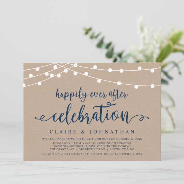 Happily Ever After Wedding Elopement Celebration I Invitation (Standing Front)